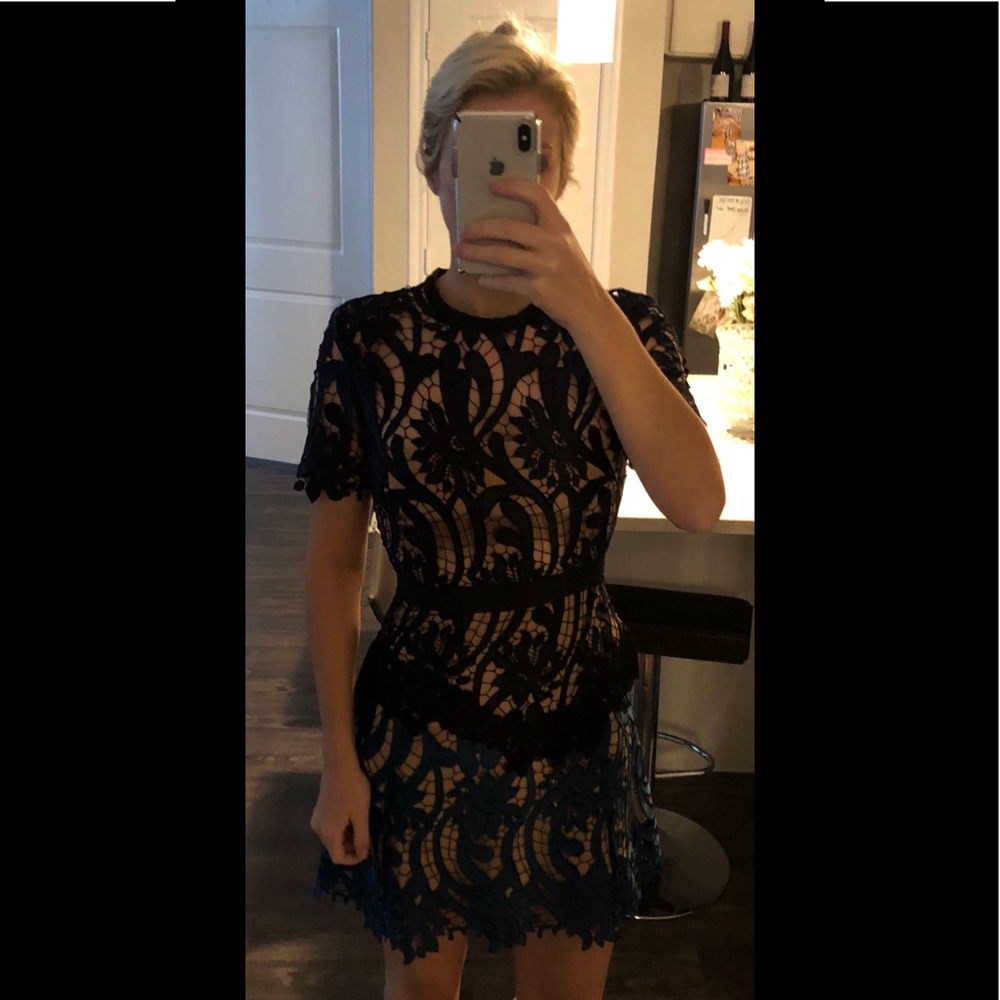 Self Portrait Multicolor lace "Prairie" Mini Dress